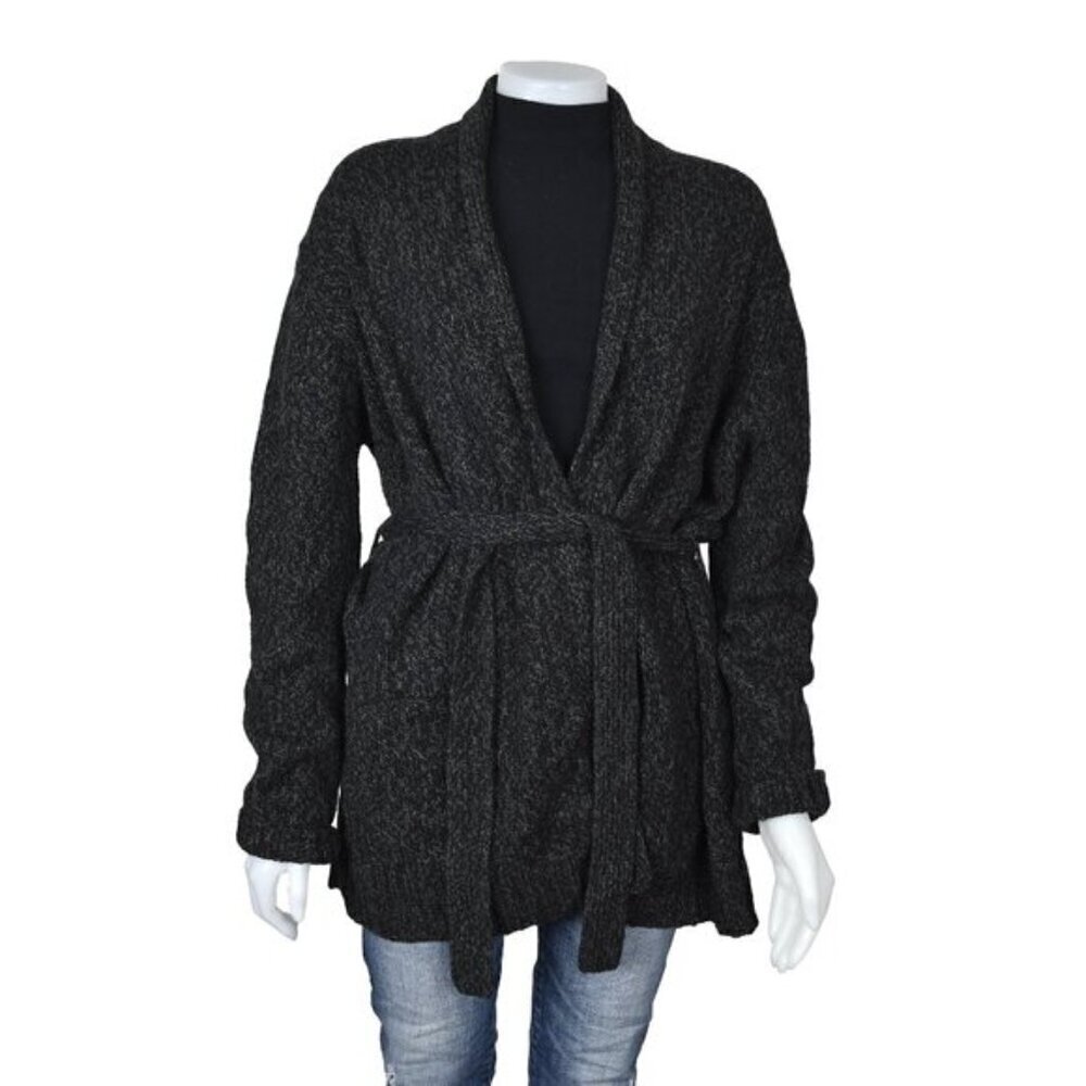 Levi's Knit Tie Cardigan Sweater Wool Blend Black Gray Size XL